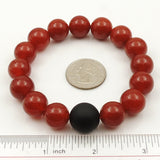 Men's Gemstone Elastic Bracelet 16mm Matte Black Onyx 14mm Red Agate DiyNotion BR079