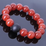 Men's Gemstone Elastic Bracelet 16mm Matte Black Onyx 14mm Red Agate DiyNotion BR079