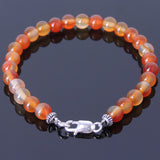Handmade Men Women Gemstone Bracelet Red Carnelian 925 Sterling Silver Clasp DiyNotion BR382