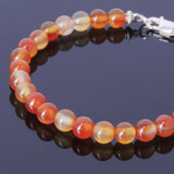 Handmade Men Women Gemstone Bracelet Red Carnelian 925 Sterling Silver Clasp DiyNotion BR382