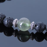 Men Women Gemstone Bracelet Lava Rock Green Rutilated Quartz 925 Sterling Silver Spacer DiyNotion BR386