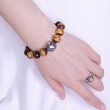 Men's Women Tiger Eye Sterling Silver Bracelet 925 Charm Gemstone DiyNotion Handmade BR024