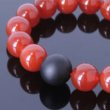 Men's Gemstone Elastic Bracelet 16mm Matte Black Onyx 14mm Red Agate DiyNotion BR079