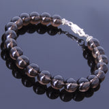 Men Women Gemstone Bracelet Smoky Quartz 925 Sterling Silver Clasp DiyNotion BR380