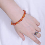 Handmade Men Women Gemstone Bracelet Red Carnelian 925 Sterling Silver Clasp DiyNotion BR382
