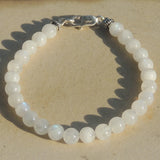 Moonstone Sterling Silver Bracelet Natural Gemstone 925 Clasp for Men Women DiyNotion Handmade BR383