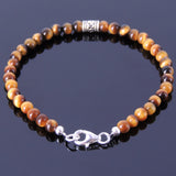 Men's Women Tiger Eye Sterling Silver Bracelet 925 Bead Clasp Gemstone DiyNotion Hadmade BR124