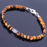 Men's Women Tiger Eye Sterling Silver Bracelet 925 Bead Clasp Gemstone DiyNotion Hadmade BR124
