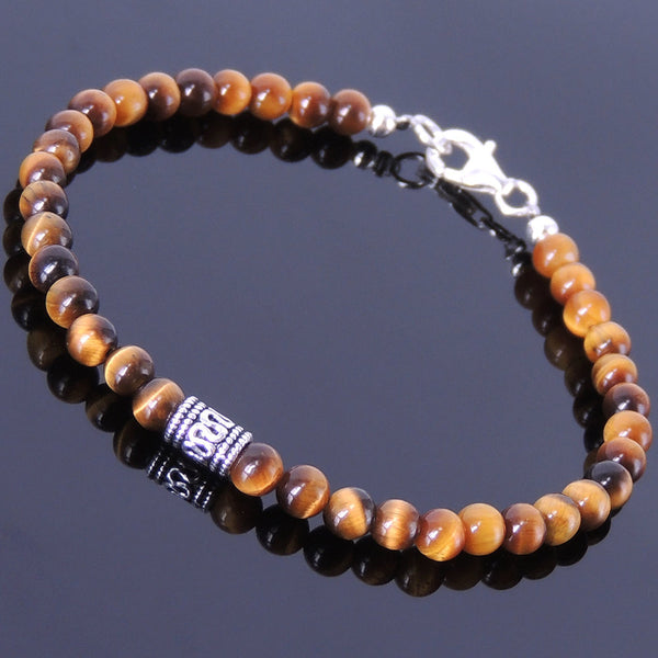 Men's Women Tiger Eye Sterling Silver Bracelet 925 Bead Clasp Gemstone DiyNotion Hadmade BR124