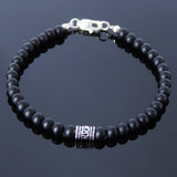 Handmade Men Women Gemstone Bracelet Matte Black Onyx 925 Sterling Silver Clasp DiyNotion BR246