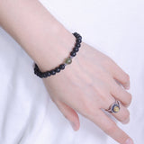 Men Women Gemstone Bracelet Lava Rock Green Rutilated Quartz 925 Sterling Silver Spacer DiyNotion BR386