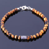 Men's Women Tiger Eye Sterling Silver Bracelet 925 Bead Clasp Gemstone DiyNotion Hadmade BR124