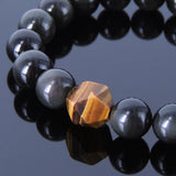 Handmade Men Women Gemstone Elastic Bracelet Black Obsidian Tiger Eye DiyNotion BR122E