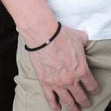 Handmade Men Women Gemstone Bracelet Matte Black Onyx 925 Sterling Silver Clasp DiyNotion BR246