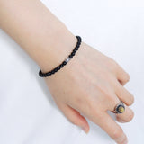 Handmade Men Women Gemstone Bracelet Matte Black Onyx 925 Sterling Silver Clasp DiyNotion BR246