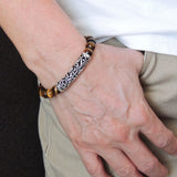 Handmade Men Women Gemstone Bracelet Brown Tiger Eye 925 Sterling Silver Lucky Charm DiyNotion BR097
