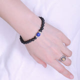 Men Women Gemstone Bracelet Lava Rock Lapis Lauzli 925 Sterling Silver Spacer DiyNotion BR375