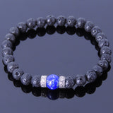 Men Women Gemstone Bracelet Lava Rock Lapis Lauzli 925 Sterling Silver Spacer DiyNotion BR375