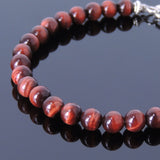 Handmade Men Women Gemstone Bracelet Red Tiger Eye 925 Sterling Silver Clasp DiyNotion BR389