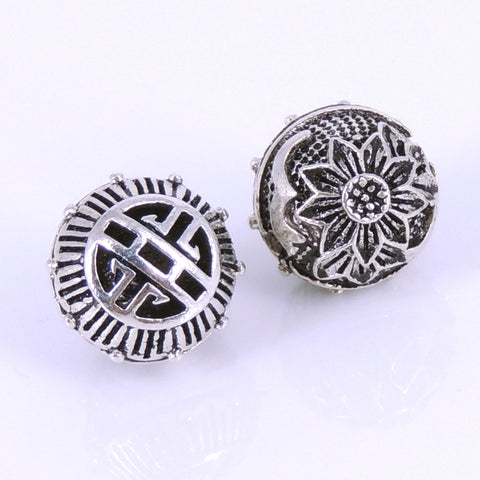 Sterling Silver 925 Vintage Double-sided Lotus Lucky Bead Charm WSP263 Wholesale: See Discount Coupons in Item Details