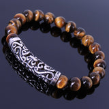 Handmade Men Women Gemstone Bracelet Brown Tiger Eye 925 Sterling Silver Lucky Charm DiyNotion BR097