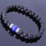 Men Women Gemstone Bracelet Lava Rock Lapis Lauzli 925 Sterling Silver Spacer DiyNotion BR375