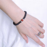 Men Women Gemstone Bracelet Lava Rock Red Jasper Stone 925 Sterling Silver Spacer DiyNotion BR388