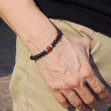 Men Women Gemstone Bracelet Lava Rock Red Jasper Stone 925 Sterling Silver Spacer DiyNotion BR388