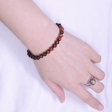 Handmade Men Women Gemstone Bracelet Red Tiger Eye 925 Sterling Silver Clasp DiyNotion BR389