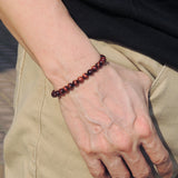 Handmade Men Women Gemstone Bracelet Red Tiger Eye 925 Sterling Silver Clasp DiyNotion BR389