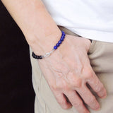 Mens Women Matte Black Onyx Lapis Bracelet Sterling Silver 925 Clasp Gemstone DiyNotion Handmade BR203
