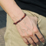 Handmade Men Women Gemstone Bracelet Red Tiger Eye 925 Sterling Silver Fleur de Lis DiyNotion BR391