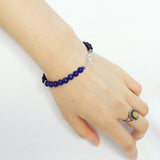 Mens Women Matte Black Onyx Lapis Bracelet Sterling Silver 925 Clasp Gemstone DiyNotion Handmade BR203