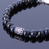 Handmade Men Women Gemstone Bracelet Blue Tiger Eye 925 Sterling Silver Fleur de Lis DiyNotion BR392