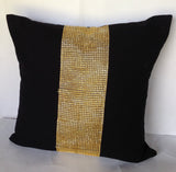 Gold Decorative Black Throw Pillows, 16 inch Black Gold Stone Black pillows, black pillows, Gift Pillow Cover