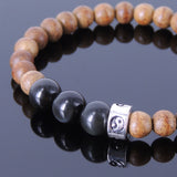 Men's Women Agarwood Black Obsidian Sterling Silver Bracelet 925 Taiji Charm DiyNotion Handmade BR214