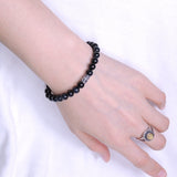 Handmade Men Women Gemstone Bracelet Blue Tiger Eye 925 Sterling Silver Fleur de Lis Bead DiyNotion BR392E