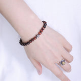 Handmade Men Women Gemstone Bracelet Red Tiger Eye 925 Sterling Silver Cross DiyNotion BR395