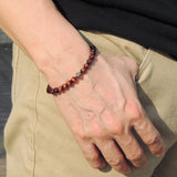 Handmade Men Women Gemstone Bracelet Red Tiger Eye 925 Sterling Silver Cross DiyNotion BR395