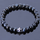 Handmade Men Women Gemstone Bracelet Blue Tiger Eye 925 Sterling Silver Cross DiyNotion BR396