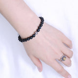 Handmade Men Women Gemstone Bracelet Blue Tiger Eye 925 Sterling Silver Cross DiyNotion BR396