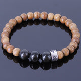 Men's Women Agarwood Black Obsidian Sterling Silver Bracelet 925 Taiji Charm DiyNotion Handmade BR214