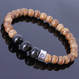 Men's Women Agarwood Black Obsidian Sterling Silver Bracelet 925 Taiji Charm DiyNotion Handmade BR214