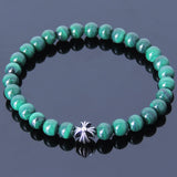 Handmade Men Women Gemstone Bracelet Malachite 925 Sterling Silver Cross DiyNotion BR398