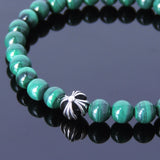 Handmade Men Women Gemstone Bracelet Malachite 925 Sterling Silver Cross DiyNotion BR398