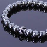 Handmade Men Women Gemstone Bracelet Hematite 925 Sterling Silver Cross DiyNotion BR400