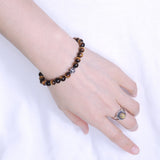 Handmade Men Women Gemstone Bracelet Brown Tiger Eye 925 Sterling Silver Cross DiyNotion BR401