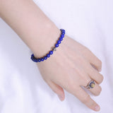 Handmade Men Women Gemstone Bracelet Lapis 925 Sterling Silver Cross DiyNotion BR402