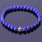 Handmade Men Women Gemstone Bracelet Lapis 925 Sterling Silver Cross DiyNotion BR402