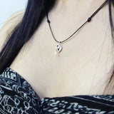 925 Sterling Silver Key To Heart Pendant Handmade Adjustable Wax Rope Necklace Men Women DiyNotion NK003